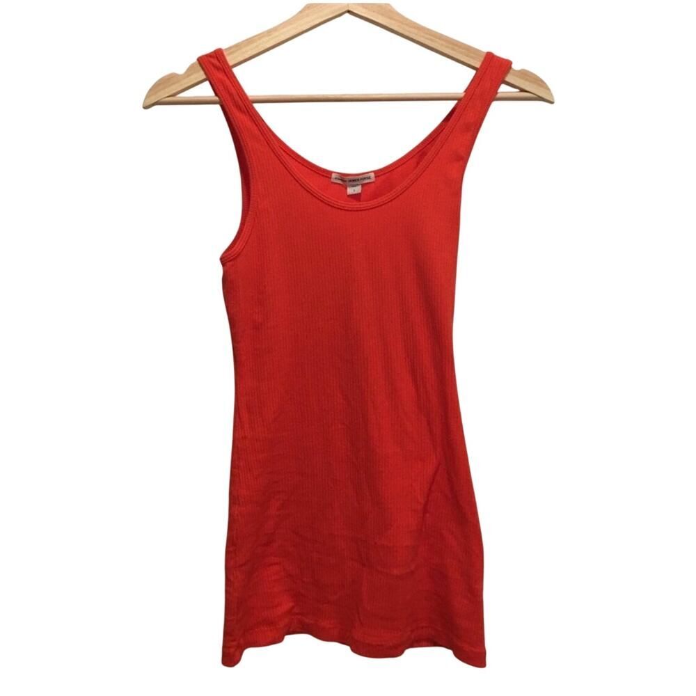 James Perse Ribbed Daily Tank Bright Red Orange WNL3102 Size 1 2